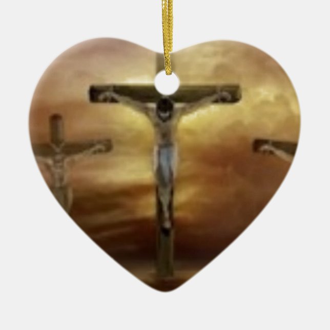 ORNEMENT EN CÉRAMIQUE JÉSUS SUR LA CROIX (Devant)