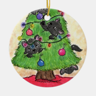 Ornement En Céramique Jeter les pattes-chats dans l'arbre de Noël