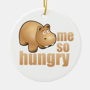 Ornement En Céramique J'hippopotame drôle tellement affamé d'humour