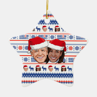 Ornement En Céramique Joe Biden et Kamala Harris Noël