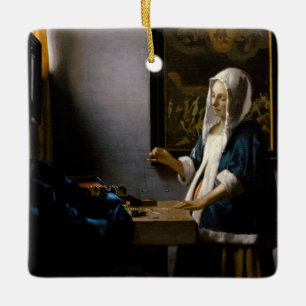Ornement En Céramique Johannes Vermeer - Femme tenant un équilibre