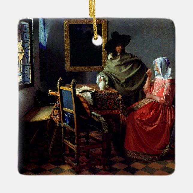 Ornement En Céramique Johannes Vermeer - Le verre du vin (Devant)