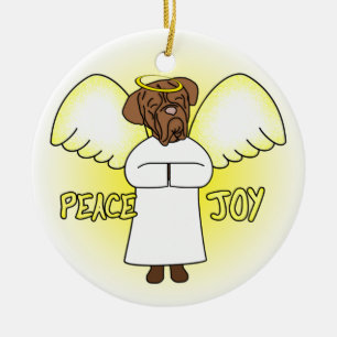 Ornement En Céramique Joie Angel Dogue de Bordeaux Christmas de paix