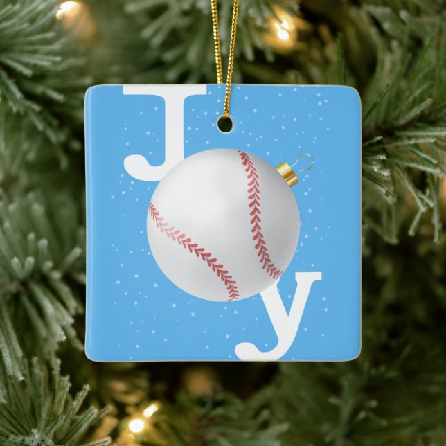 Ornement En Céramique Joie Bauble baseball ciel bleu Noël (Arbre)