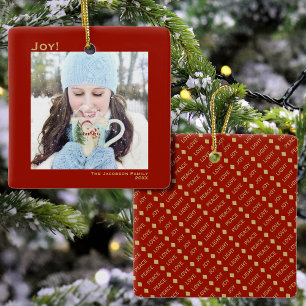 Ornement En Céramique Joie Minimaliste Simple Noël Photo Rouge