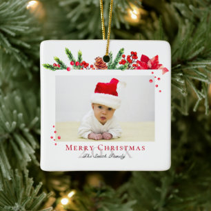 Ornement En Céramique Joli cadre de Noël Photo personnalisée