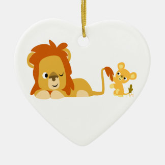 Ornement En Céramique Joli caricature Lion Papa et l'ornement de l'enfan