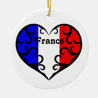 Ornement En Céramique Joli coeur français sur blanc