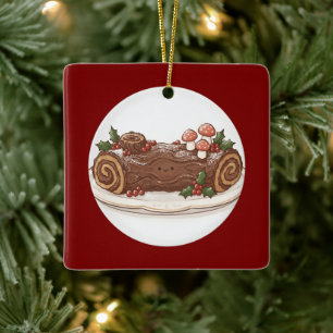 Ornement En Céramique Joli décor de Noël en forme de bûche de Noël