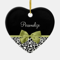 Joli Empreinte de léopard Spring Green Bow avec no