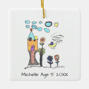 Ornement En Céramique Joli Enfants Personnalisés Dessin Arbre de Noël
