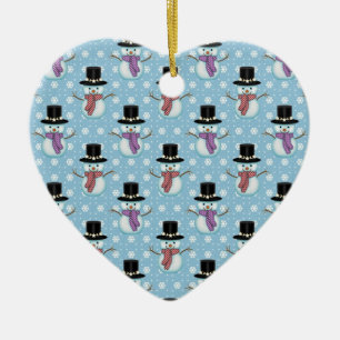 Ornement En Céramique Joli motif de bonhomme de neige et de flocons de n