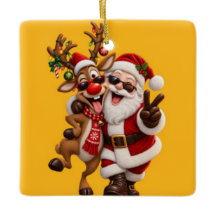 Joli Père Noël et cerf Fête de Noël festive