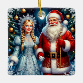 Ornement En Céramique 🎅 Joli Père Noël Noël enneigé ❄️