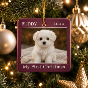Ornement En Céramique Joli Premier Noël Personnalisé Photo de Chien