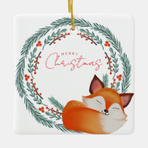Ornement En Céramique Joli renard endormi Noël