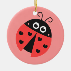 Ornement En Céramique Jolie coccinelle avec des cœurs comme taches Perso