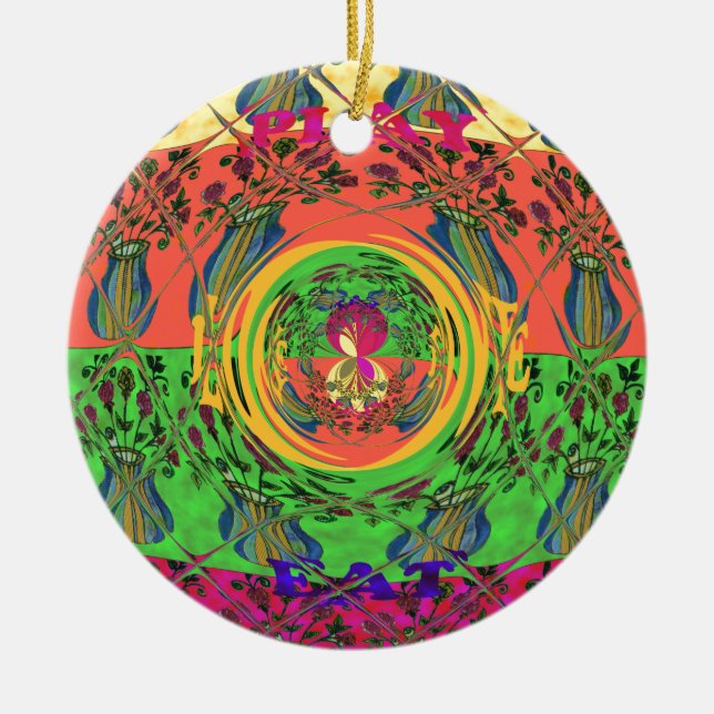 Ornement En Céramique Jolie et belle florale Motif Art Imprimer Design (Devant)