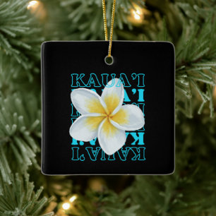 Ornement En Céramique Jolie florale tropicale hawaïenne de Noël Kaua'i
