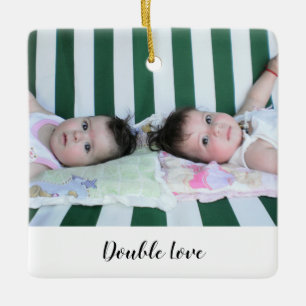 Ornement En Céramique Jolie photo de jumeaux double amour