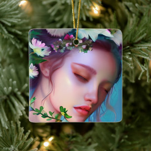 Ornement En Céramique Jolies fleurs de fée dans les cheveux Fantaisie Ar