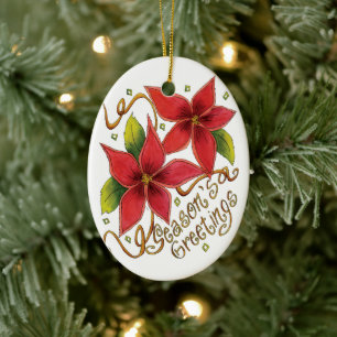 Ornement En Céramique Jolies salutations de la saison de Noël avec des p