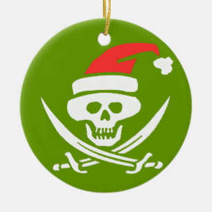 Ornement En Céramique Jolly roger Père Noël Pirate Skull