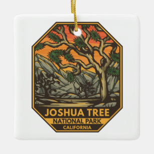 Ornement En Céramique Joshua Tree National Park Sunset Retro Emblem