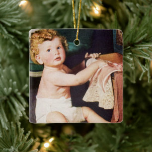 Ornement En Céramique Jouer avec un dresseur de vêtements vintage mignon