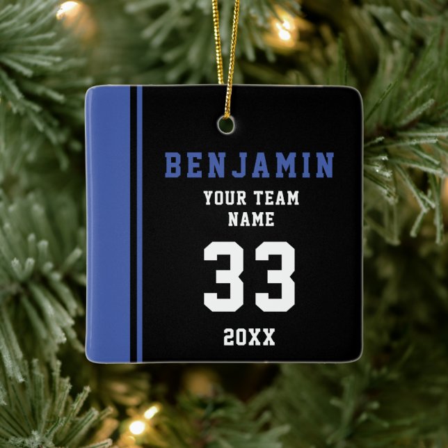 Ornement En Céramique Joueur bleu Nom Numéro Équipe Sports Enfants Gardi (Arbre)