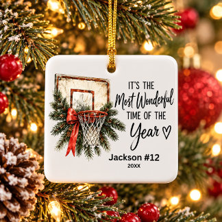Ornement En Céramique Joueur de basketball personnalisé Noël Nom