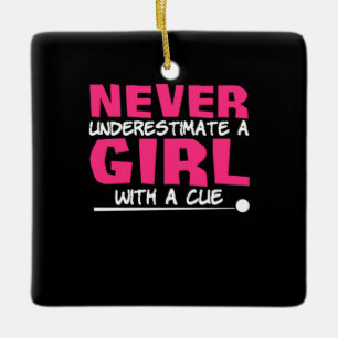 Ornement En Céramique Joueur de billard   Billard de piscine avec une cu