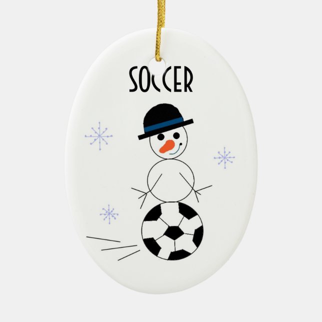 Ornement En Céramique Joueur de soccer Snowman (Devant)
