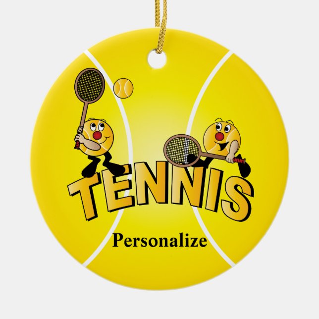 Ornement En Céramique Joueurs Silly Tennis Ball | Personnaliser (Devant)