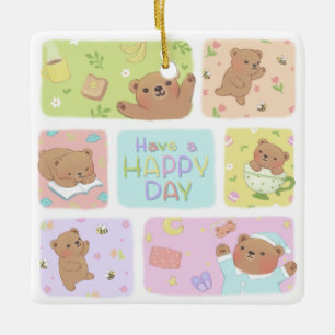 Ornement En Céramique Jouez Un Joyeux Jour : Joli Teddy Bear Illustratio