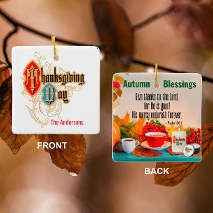 Ornement En Céramique Jour d'Action de grâce/Remerciez... (Psaume 106:1)
