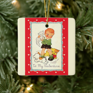 Ornement En Céramique Jour des Valentines du Victoria vintage Garçon, ch