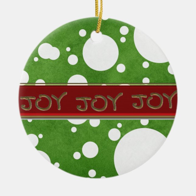 Ornement En Céramique JOY-JOY-JOY Photo Christmas Ornament Template (Devant)