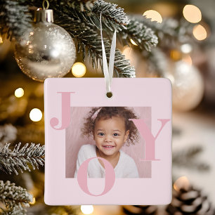 Ornement En Céramique JOY Rose Pâle Moderne Noël Personnalisé