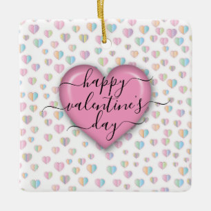 Ornement En Céramique Joyeuse Saint-Valentin minimaliste