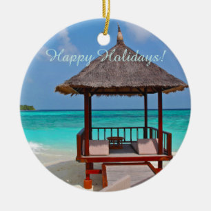 Ornement En Céramique Joyeuses Vacances Belles Maldives Îles