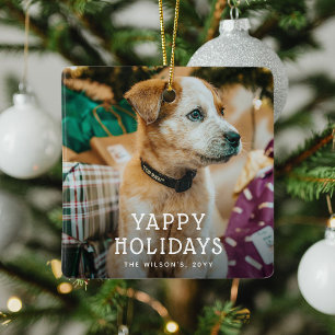 Ornement En Céramique Joyeuses vacances jote Chien Chien Chien Coquelico