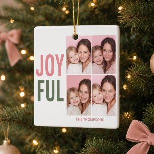 Ornement En Céramique JOYEUX 4 Photo de famille personnalisée pour Noël