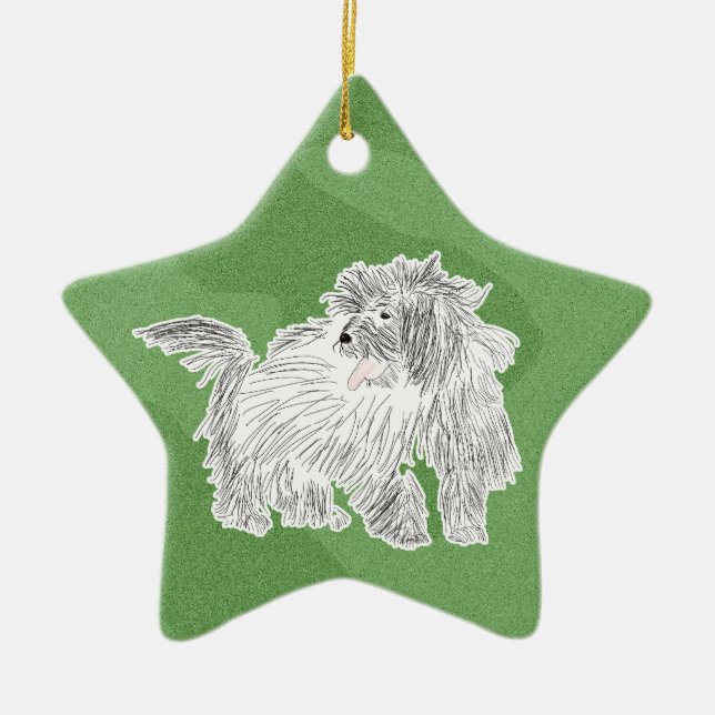 Ornement En Céramique Joyeux coton de Tulear de Noël (Devant)