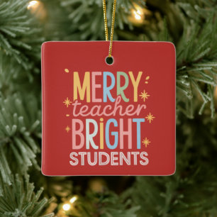 Ornement En Céramique Joyeux Enseignant Étudiants Brillant Noël Drôle Xm