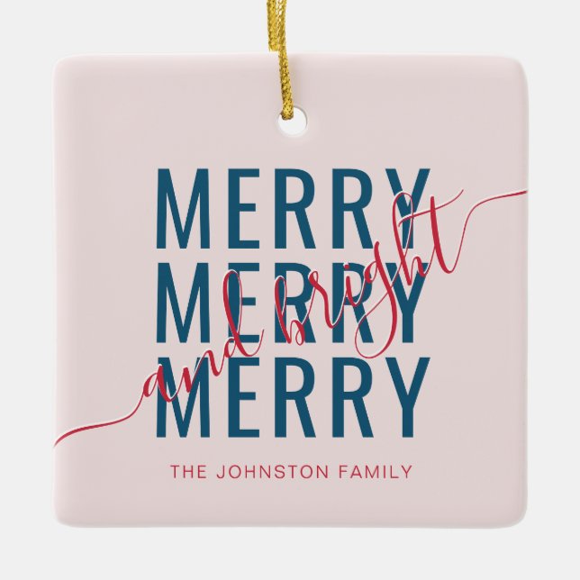 Ornement En Céramique Joyeux et lumineux Noël (Devant)