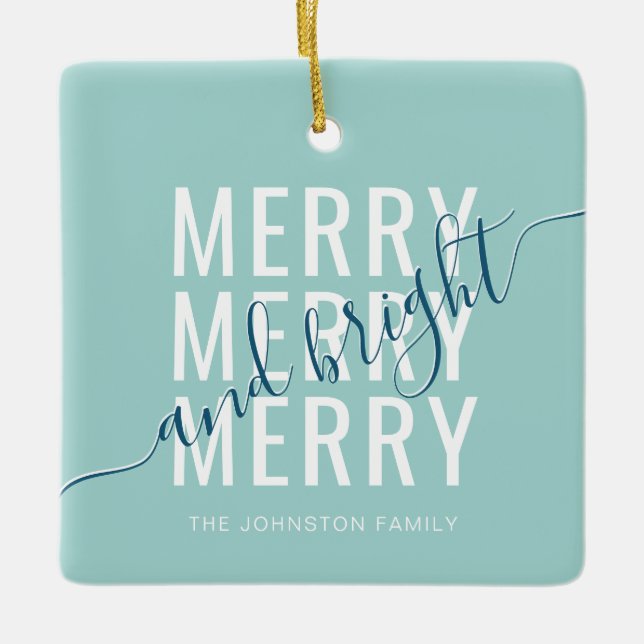 Ornement En Céramique Joyeux et lumineux Noël (Devant)