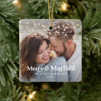 Joyeux et marié mariage photo Noël Twinkle