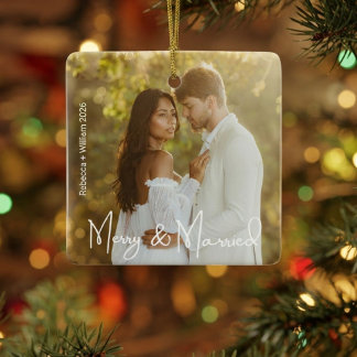 Ornement En Céramique Joyeux et Mariés Premier Noël des Nouveaux Mariés