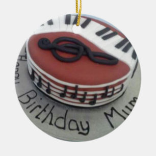 Ornement En Céramique Joyeux gâteau de maman d'anniversaire